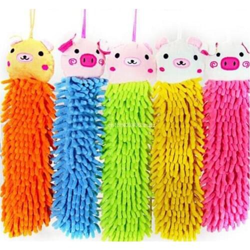 120pcs 30CM Hand Face Wipe Towels Kitchen Hanging Towels Chenille Baby Kids Animal Bathroom Washcloths Handkerchief Random Color
