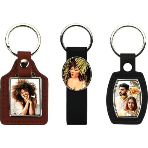 15pcs/lot free shipping Blank sublimation Leather + metal key chain for heat transfer printing DIY new styles