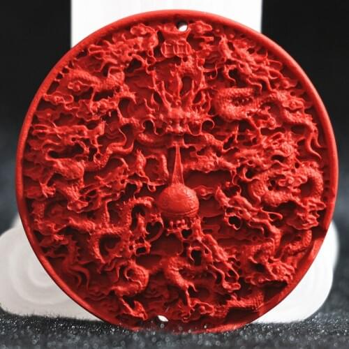 17style synthetic red cinnabar charms pendant fit diy jewelry long chian necklace for women men elegant fashion accessories B814