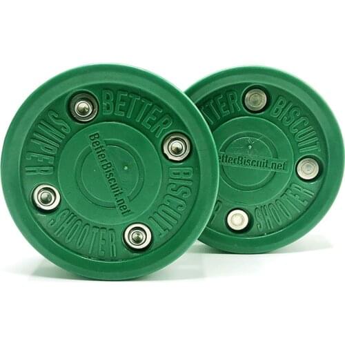 2pcs/lot Green Biscuit Roller Hockey Training Puck High Quality Plastic for Street Recreational Hockey and Off-Ice Practice