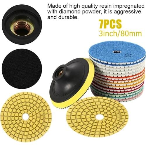 7pcs 3inch 80mm Diamond Dry Polishing Pad 80mm Sanding Discs For Granite Marble Polishing And Dry Grinding