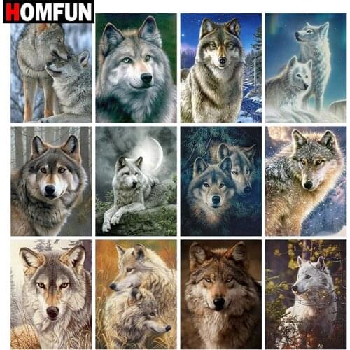 HOMFUN Full Square/Round Drill 5D DIY Diamond Painting "Animal wolf landscape" Embroidery Cross Stitch 5D Home Decor Gift