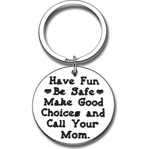Cute Daughter Son Keychain Graduation New Driver Gifts for Teen Girl Boy from Mom Mother Stepmom To Stepson Stepdaughter Keyring