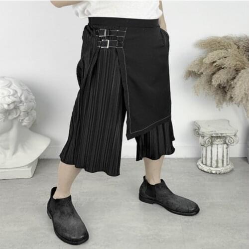 Pants Men Plus Size Cargo Pants Fashions Summer Original Designer Asymmetric Skirt Pants Fake Two Pieces Stitching Pants Men