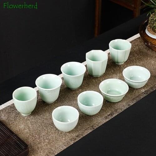 Celadon Tea Cup Teaware Ceramic Porcelain Kung Fu Tea Cup Tea Bowl Tea Cup Set