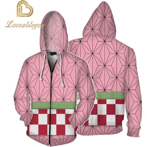 Demon Slayer Men Hoodies Zipper 2020 Hot Polyester Fashion Women Hooded Sweatshirt Casual Hoodies Zipper Sweatshirt