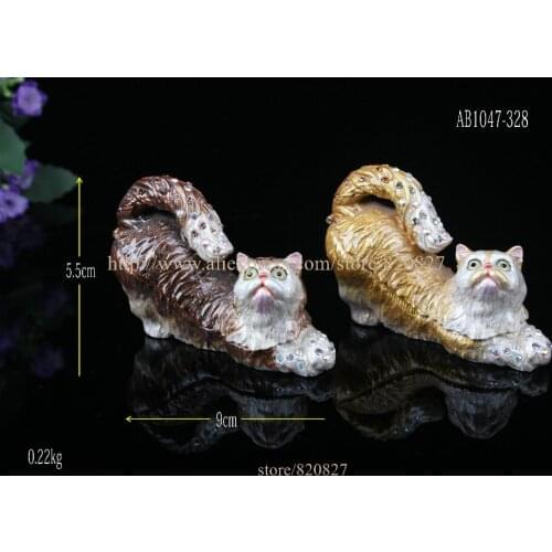 Pewter Cat Ring Holder / Trinket Box Cat Bejeweled Trinket Box Kats Jumping Cats Trinket Box
