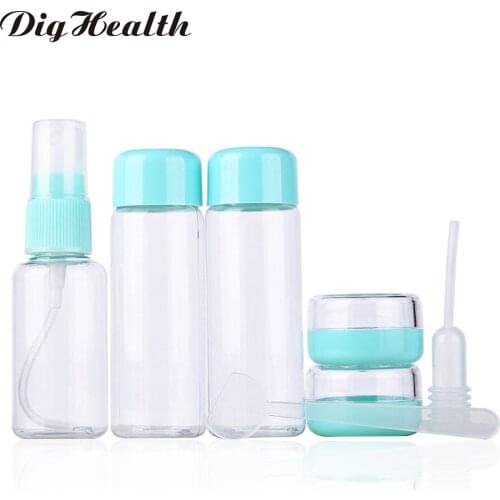 7pcs/set Portable Transparent Travel Bottles Refillable Empty Cosmetic Containers Plastic Face Cream Spray Bottle