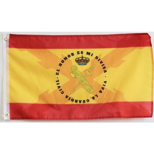 Flag of Spain with the Cross of Burgundy with The Coat of Arms of The Civil Guard 150X90CM Banner 100D Polyester Brass Grommets