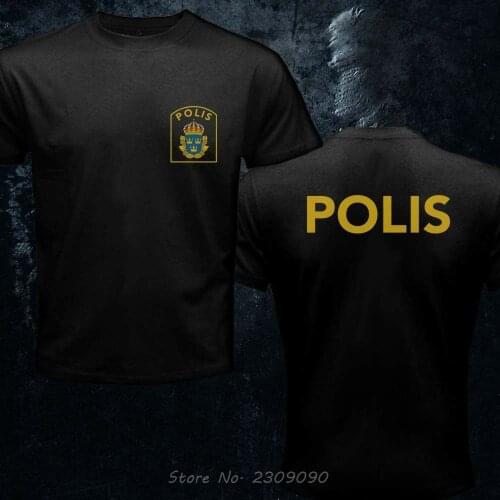 Scandinavia Sweden Svensk Swedish Polisen Polis Police Unit Logo T-shirt New Men Cotton 3D TShirt Fitted T Shirt Cool Tees