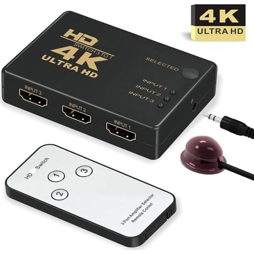 3 In 1 Out HDMI-compatible Switcher For HDTV DVD TV BOX 4K Adapter Converter Switch Selector Splitter With Remote Controller