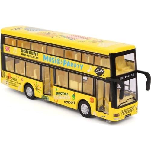 Best selling 1:36 double-layer voice broadcast bus alloy model,simulation die-cast sound and light pull back model,free shipping