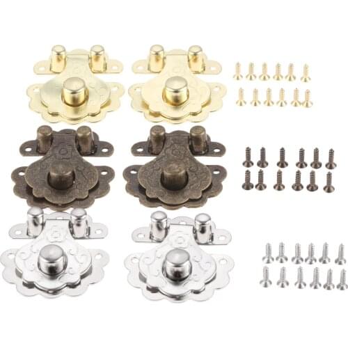 2Pcs Antique Buckle Latch Hasp for Vintage Wooden Wine Box With Lock Buckle Retro Padlock Hardware Bronze/Silver/Gold 40x36mm