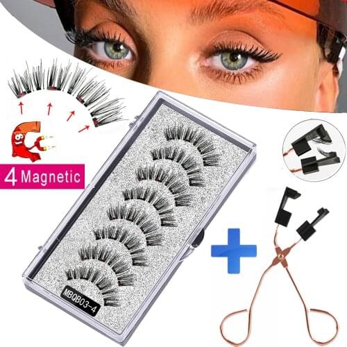 MB 8PCS 4 Magnets Magnetic Eyelashes Natural Mink Eyelashes 3D Magnetic Lashes Makeup Beauty Eye lashes Extension Tools New