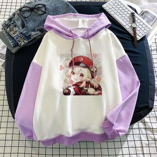 Kawaii Hoodies Genshin Impact Print Hot Game Zhong Li Women/Men Kangaroo Oversized Sweatshirts Winter Streetwear Graphic Hip Hop
