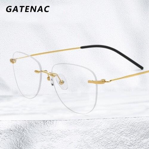 2021 New Titanium Glasses Frame Men Round Optical Prescription Frameless Eyeglasses Frame Women Retro Luxury Boundless Eyewear