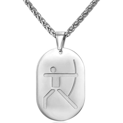 Collare Archery Necklaces & Pendants Fitness Bodybuilding Stainless Steel Double Dog Tag For Men Sport Gym Jewelry P941