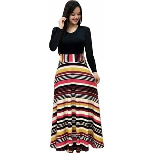 2019 Plus size S-5XL Spring summer Fashion long-sleeved dress Women splice print maxi dresses female Slim short sleeve dress 424