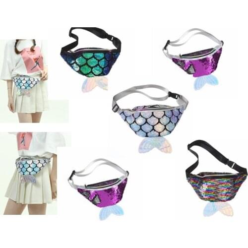 5styles Mermaid tail waist bag fish tail shaped belt waist pack glitter beach fashion kids lady pack coin phone pouch