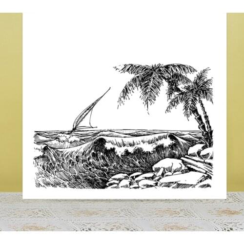 AZSG Sea wave tree Clear Stamps/Seals For DIY Scrapbooking/Card Making/Album Decorative Silicone Stamp Crafts