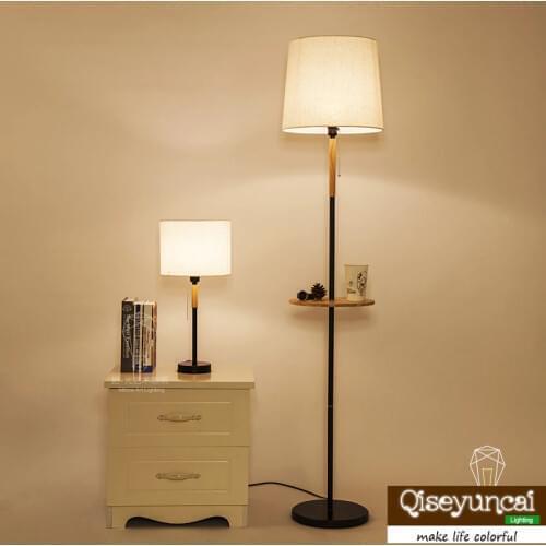 Qiseyuncai 2018 new Modern minimalist fashion warm floor lamp American living room bedroom study bed solid wood table lamp