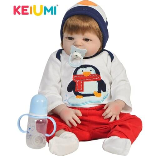 New Arrival 23 Inch Reborn Baby Boy Full Silicone Body Lifelike Dolls Reborn Boneca Handmade Baby Toy For Kids Christmas Gifts