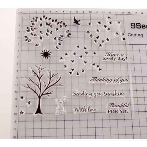 Reunion Tree Bunny Scrapbooking Card Album Paper Craft Rubber Roller Transparent Silicon Clear Stamp