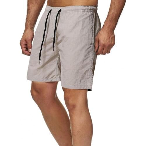 Knee Length Summer Shorts Solid Color Quick Drying Wide Leg Drawstring Men Fitness Shorts Streetwear