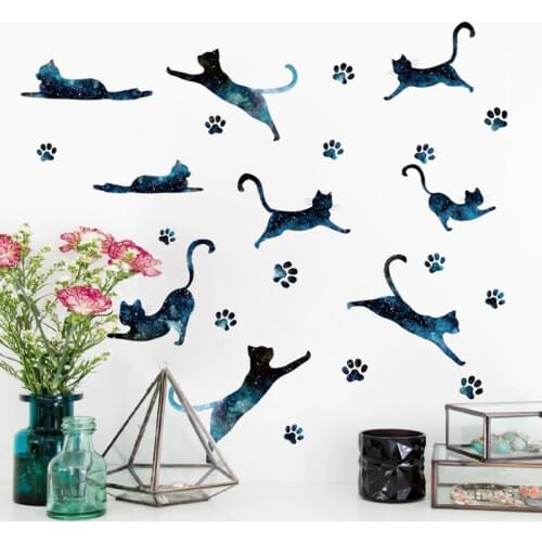Many Starry sky Cat wall sticker for kids rooms Bedroom living room decoration mural home decor stickers poster decals wallpaper