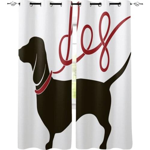 Dachshund Dog Cartoon Room Curtains Large Window Window Curtains Dark Bathroom Outdoor Kitchen Fabric Kids Curtain Panels