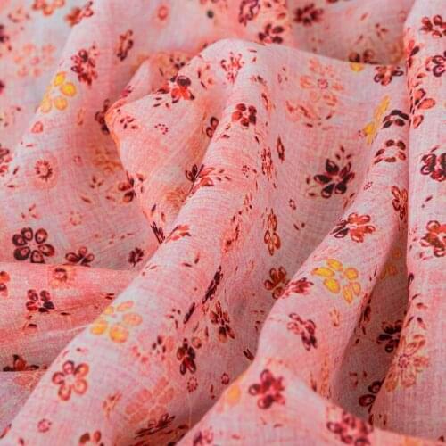 Natural Ramie fabric Floret printing tissu Customized fabrics for fashionable dresses and gowns material