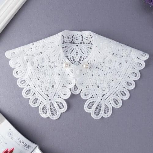 Vintage Shawl Fake Collar Shirt Women Hollow Crochet Lace False Collar Detachable Woman Half Shirt