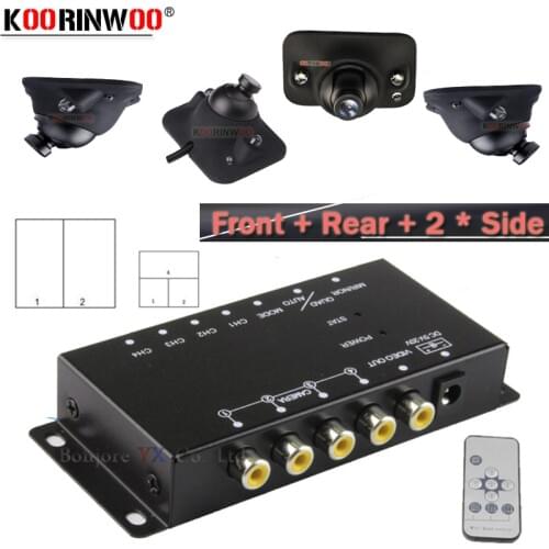 Koorinwoo 360 CCD IR Split 4 Cameras Video Waterproof Sensors Blind Sport Switch Box For Left Right Front Rear view Camera Safe