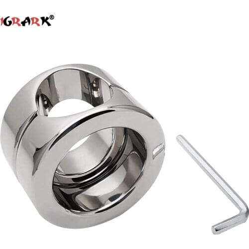 Height 40mm heavy stainless steel Ball Scrotum Stretcher penis cock ring metal Locking pendant erection CBT Chrome male sex toy