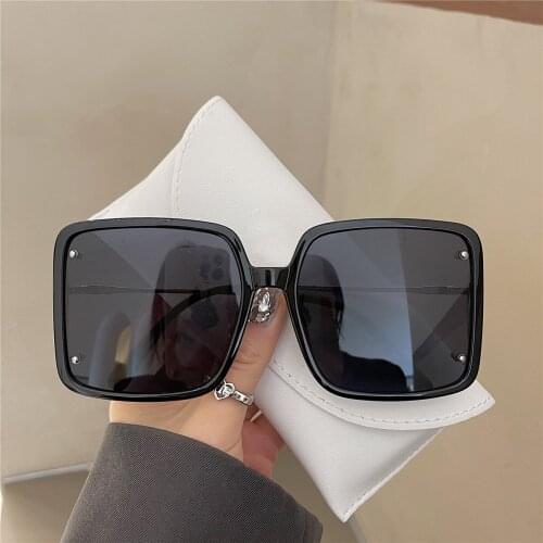 2021 Vintage Oversize Square Sunglasses Women Luxury Big Frame Eyewear Black Fashion Gradient Female Classic Dark Glasses