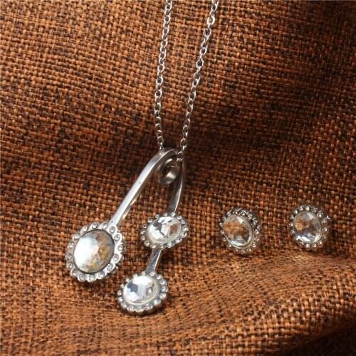 OUFEI Stainless Steel Jewelry Sets Jewellery Indian Wedding Fashion For Women 2018 Rhinestone Necklace Earrings Set Schmuck