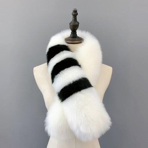 Winter Solid Patchwork Fox Fur Women Scarf Luxury Fashion Shawls Collar Elegant Soft Female Long Warmer Cape