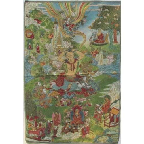 Tibets golden hair, silk embroidery thangka prayer avalokitesvara, the Buddha