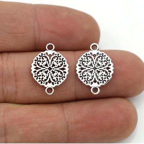 JAKONGO Antique Silver Plated Clover Flower Charm Connectors for Jewelry Making Bracelet Accessories DIY Findings 10pcs/lot