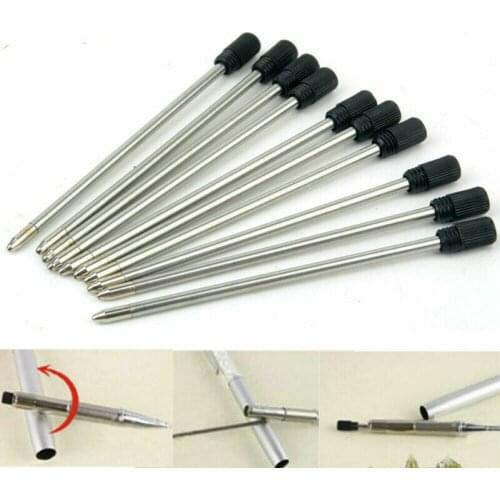 10Pcs 70mm Black Refill Ballpoint Ink Replacement Pen Crystal Stylus Point Metal