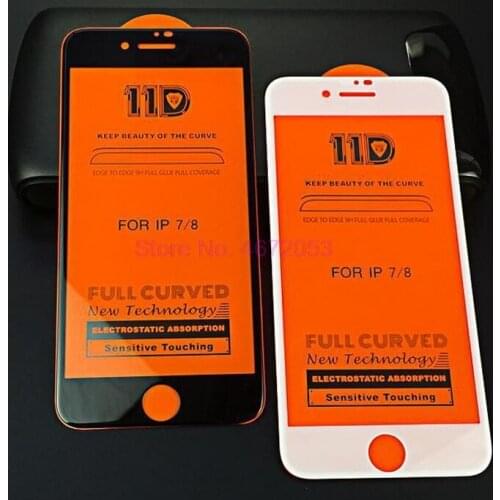 100pcs 11D Curved Edge Protective Glass For iPhone 7 8 6 6S Plus Tempered Screen Protector For iPhone 8 7 6 6s Plus Glass Film