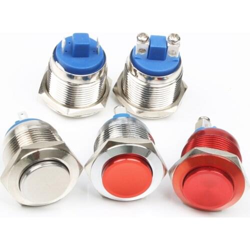 19mm Aluminum oxide press button switch High head 1NO momentary Car domed waterproof auto reset Push Button Switch