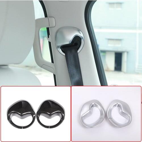 2Pcs Car Styling Seat Safety Belt Cover Trim Sequins For Land Rover Discovery 5 LR5 L462 Carbon Fiber Chrome ABS Accessories