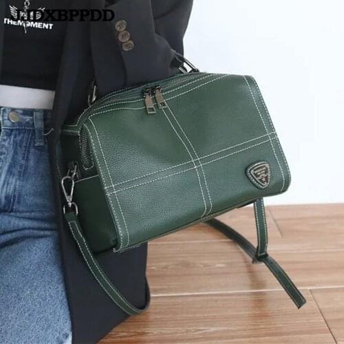 2021 Genuine Advanced Leather Hand Bag Womens Handbag Large Boston Bag All-match Female Shoulder Bag Luxury Casual Bags