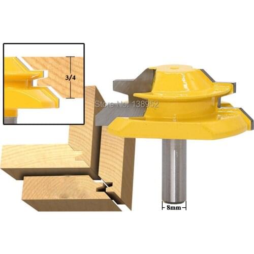 45 Degree - Up to 3/4" Stock Lock Miter Router Bit Tongue and Groove Router Bit Set-8mm Shank