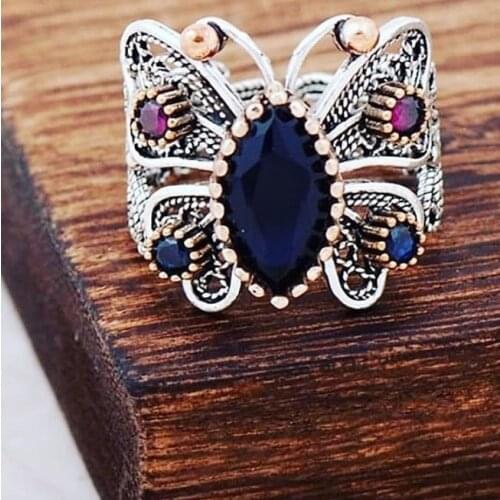 925 sterling Silver 3 Color Emerald Ruby Zircon Filigree Of Pansies Reyyan Ring Mount Mardin Turkish Adjustable Jewelry Butterfly