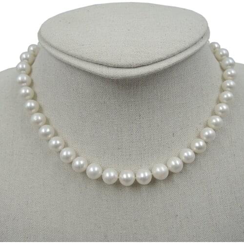 AAAA 9 mm high quality nature pearl choker necklace,100% NATURE FRESHWATER perfect ROUND PEARL NECKLACE