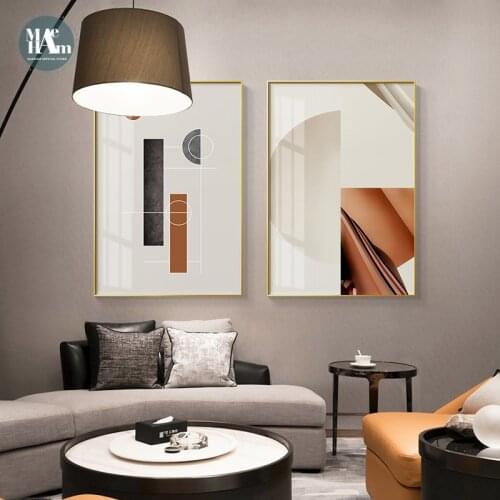 Abstract geometric warm color wall art canvas And Prints Light luxury Morden posters Wall Pictures For living room home decor