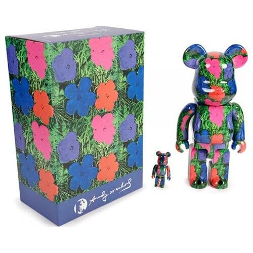 Bear@bricklys 28cm 400% Bearbricklys Pvc Action Figures Acs God Of Wealt Dolls Decoration Models Friends Toys Flower Kaw