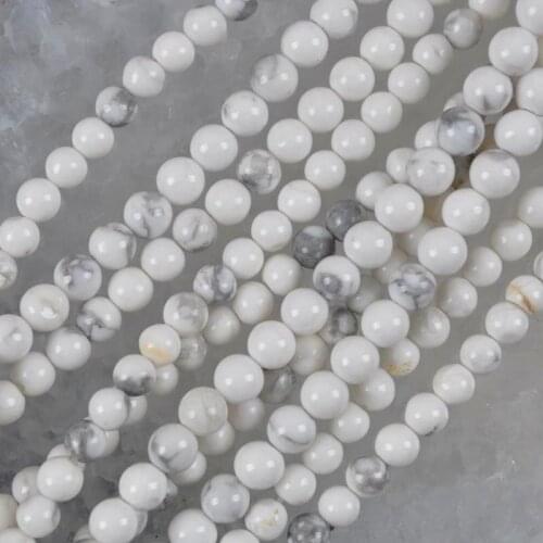 4MM White Howlite Round Loose Beads Strand 15.5 Inch Jewelry For Woman Gift Making B337
